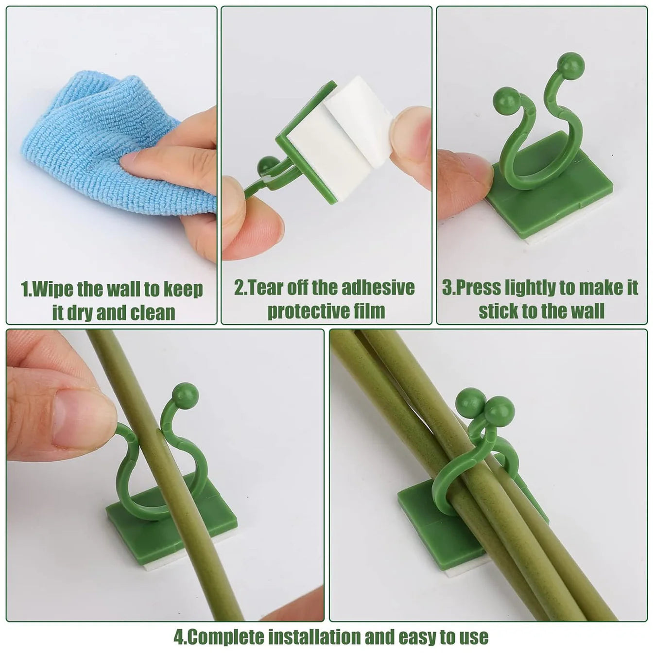 Plant Climbing Self Adhesive Wall Clips [60 Clips Set]