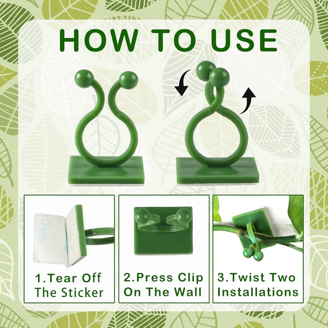 Plant Climbing Self Adhesive Wall Clips [60 Clips Set]